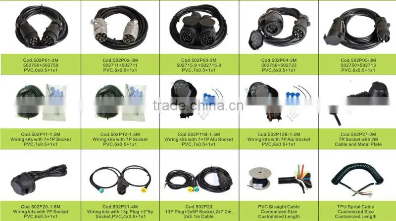 european australia high quality auto parts 7 core spring cable 12v
