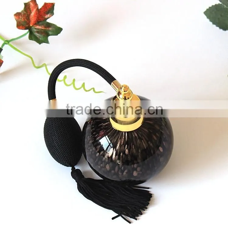 OUBOAO Handmade Luxury Airbag Glass Black Perfume Bottle , Screw Cap Repeatable Use Empty Perfume Bottle