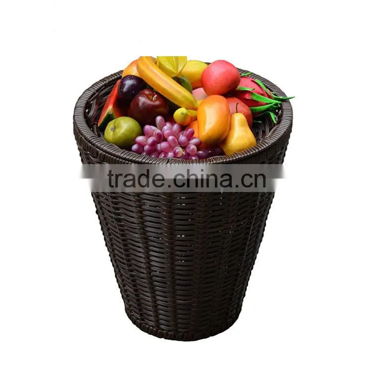 Large capability synthetic rattan woven display basket with stand