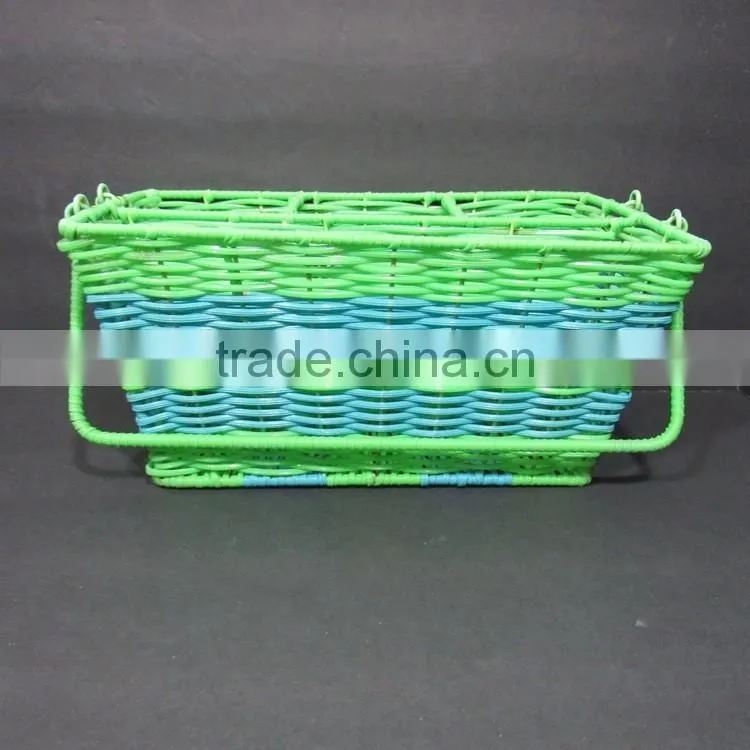 New kitchen storage tool green & blue plastic wicker woven utensil holder
