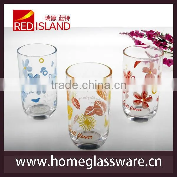 9 oz decal flower pattern glass juice tumbler cup