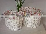 jiayu White miniture willow storage hamper with fabric