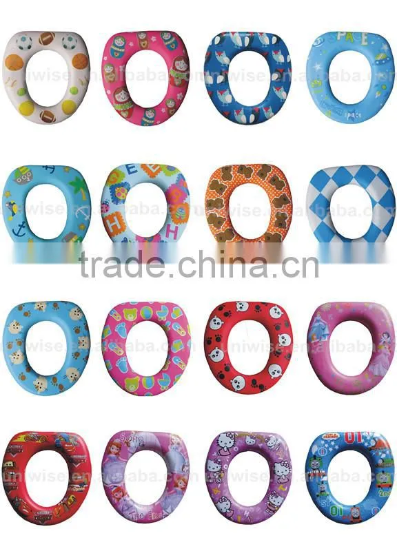 Baby/kids toilet/potty soft training seat with handles, PVC printing baby soft toilet potty seat cover,Soft baby toilet seat