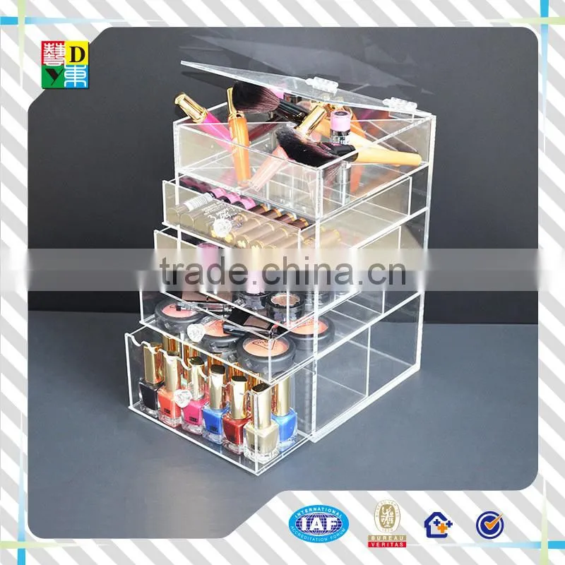2015 custom high clear acrylic nail polish holder simple design 5 stairs acrylic nail polish display acrylic nailpolish stand