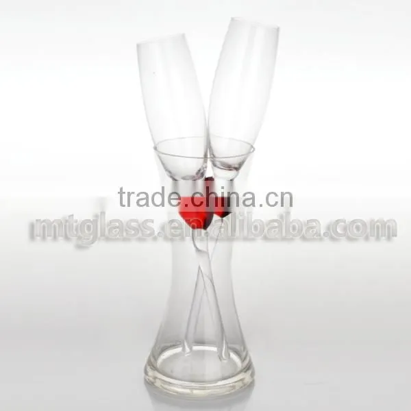 7pc set Wholesale high quality champagne party set /electroplate or golden decal champagne flute