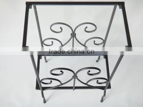 Living room Scrolled Iron and Glass magazine table sofa side table