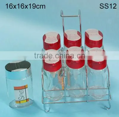 upmarket glass spice jar set with butterfly plastic hole lids