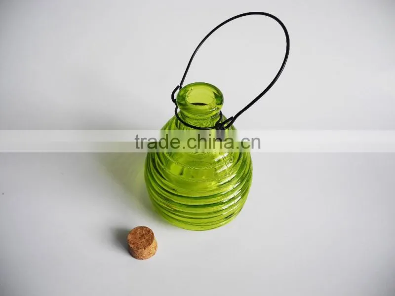 Colored glass bee catcher with handle