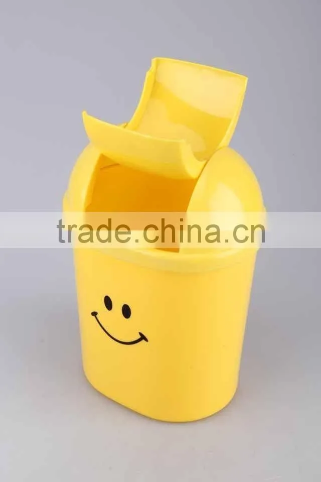 Printed Smiling Face Plastic Trash Can Household Garbage Can/Desktop bin