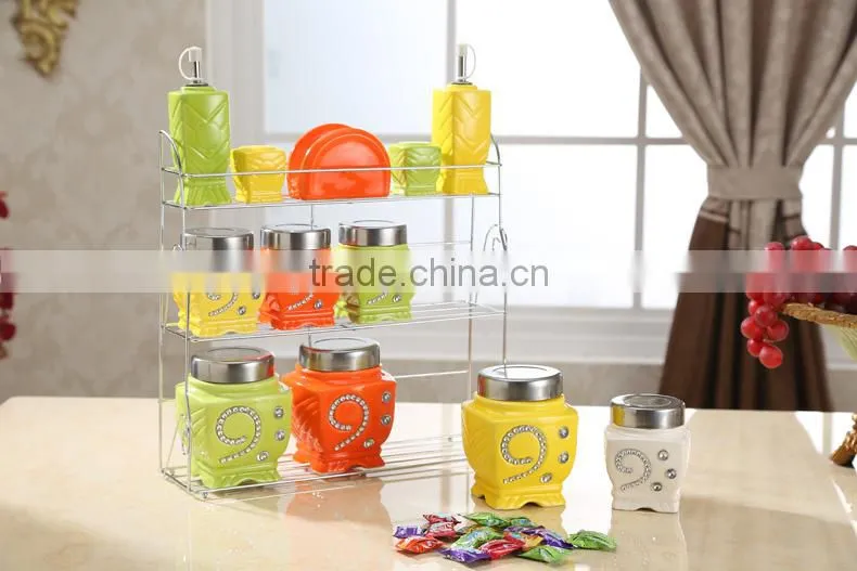 12 pcs ceramic airtight with matal lid&stand