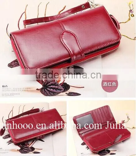 Women leather wallet/zipper ticket wallet/long purse