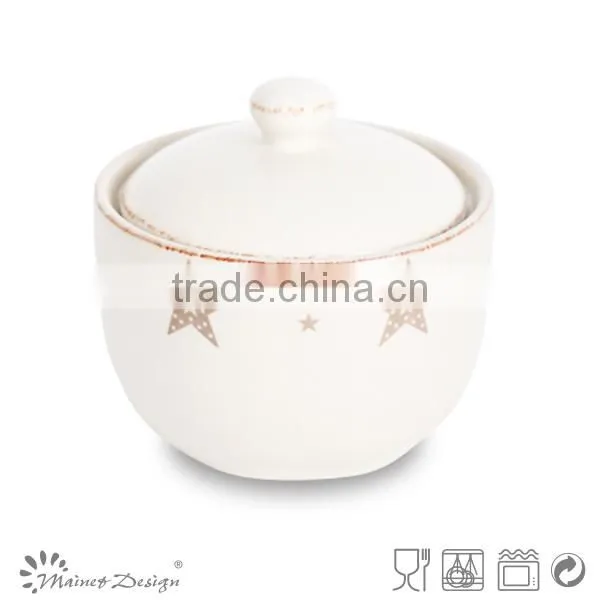 Handpainted ceramic sugar melting pot