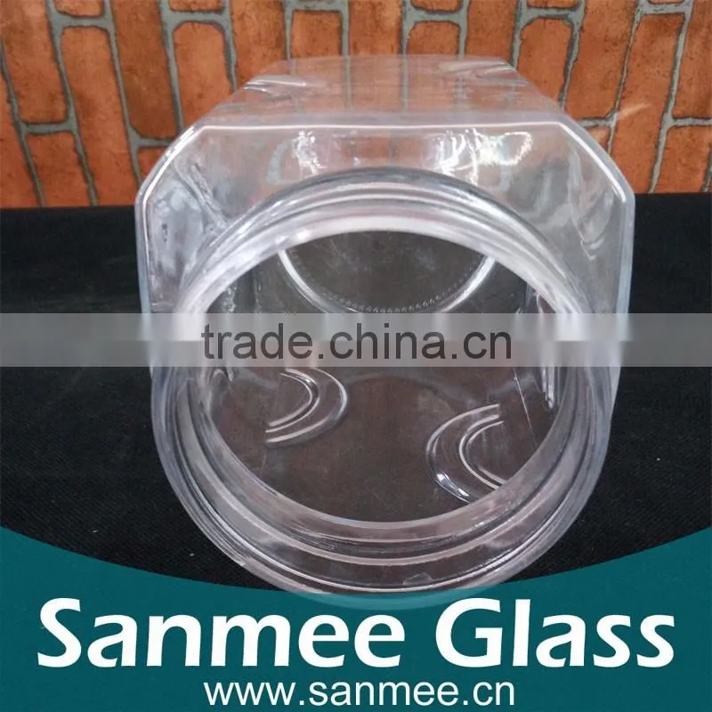 Manufacture Embossed Glass Jar Square Glass Jar With Lid