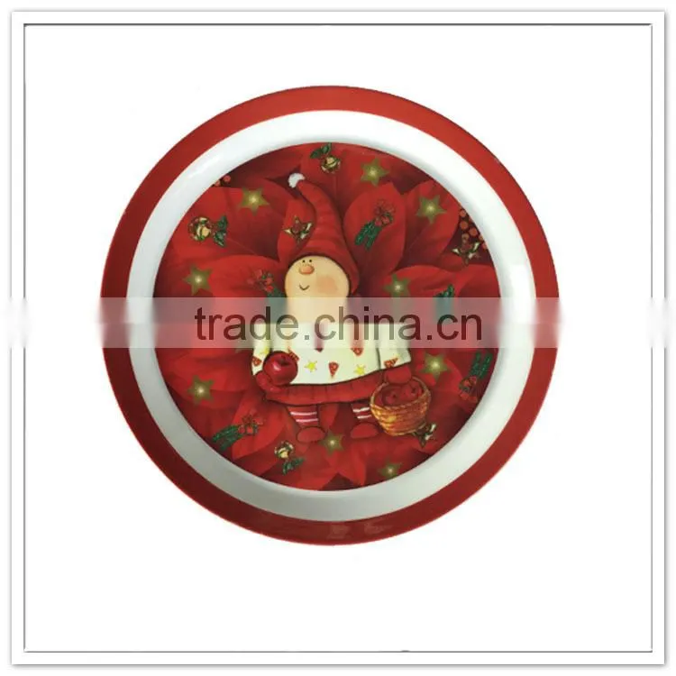 Full printed round dishes melamine xmas serving cake set