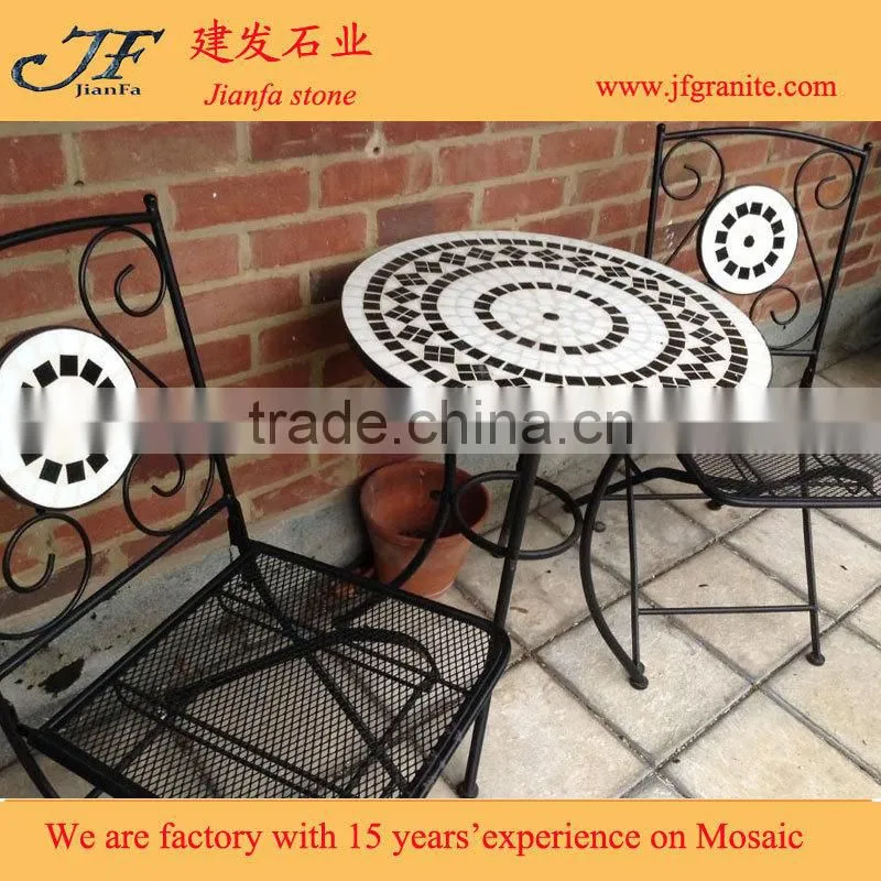 Outdoor flod furniture ceramic mosaic garden coffee table set designs