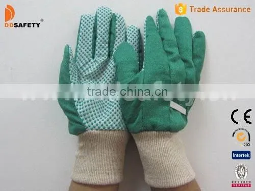 DDSAFETY 2017 Green Cotton Dotted Garden Glove