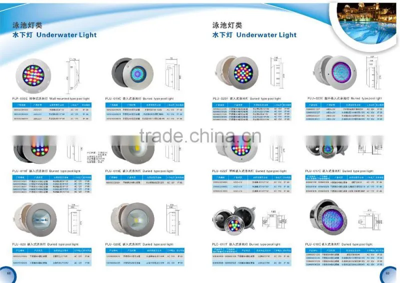 High perfermance IP68 colorful underwater led swimming pool light