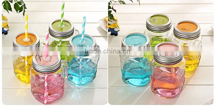The Glass 500ml Fashional Vintage Mason Glass Drinking Jar
