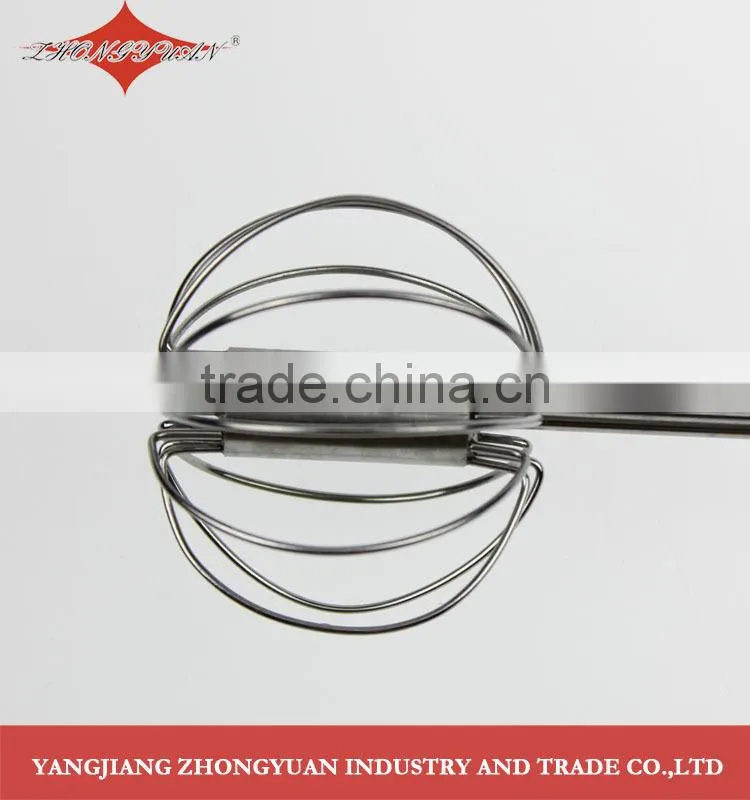 Durable Kitchen Utensil Cooking Egg Tools Stainless Steel Hand Push Egg Beater Whisk Blender 10-inch