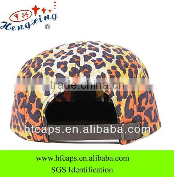 2013 fashion leopard printded snapback cap and hat blank custom 5 panel flat bill cap and hat