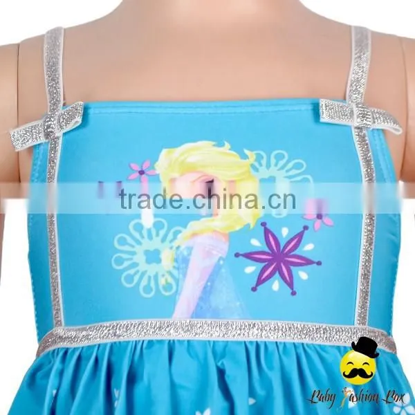 YZA-006 Yiwu Yihong 2017 New Baby Bikini Printed Cartoon Ruffle Dress Harness Kids Girls Swimwear Models