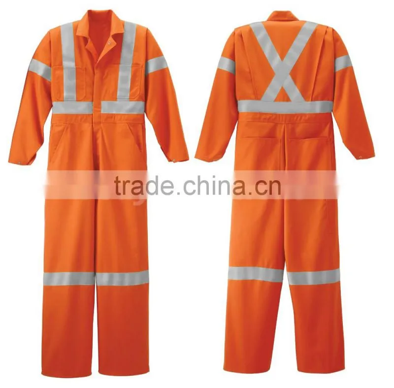 high visibility safety coveralls with 3M reflective tape