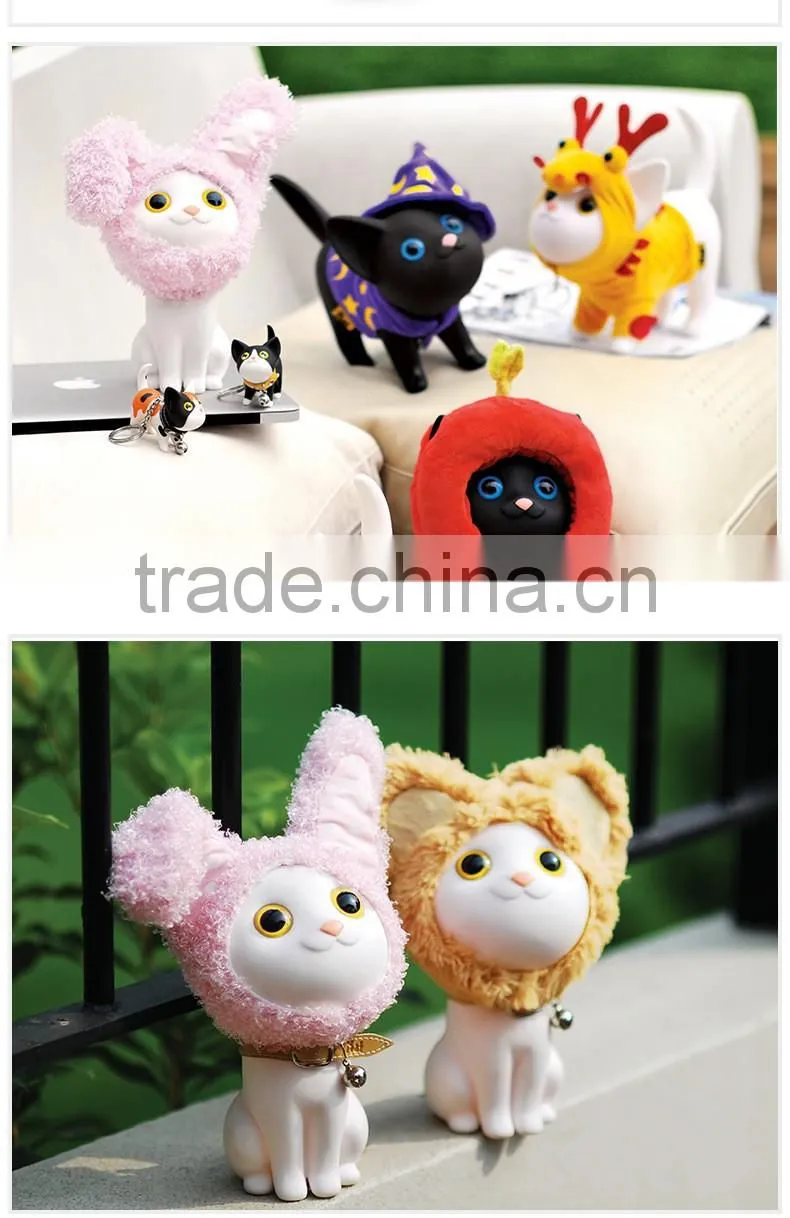 R1910H Black and white kitten piggy bank creative ornaments Vinyl Doll for Christmas