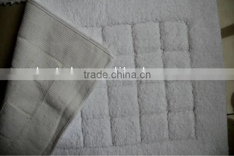 hotel antislip white cotton bath rug with rubber bottom
