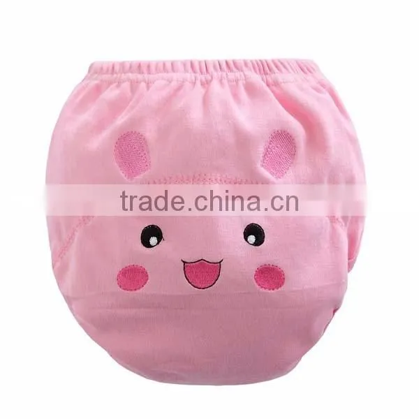 yellow color design embroidered soft cotton waterproof reusable baby cloth diaper