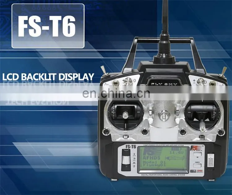 Original Flysky FS-T6 Rc airplane 2.4GHz 6CH Mode 2 Transmitter Receiver R6-B for RC Quadcopter