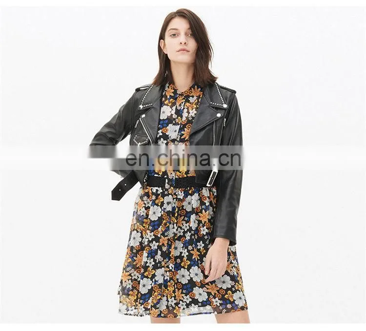 Genuine Cheap Ladies Leather Jacket For Girls Black Color Cool Style Fancy Leather Jacket