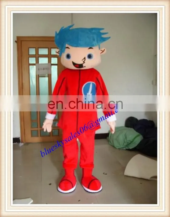 adult size blue hair boy mascot for sale