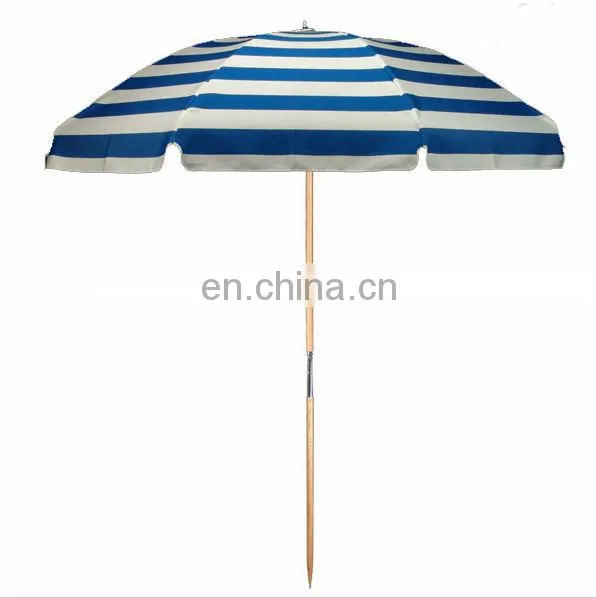 Green&white stripe wooden fishing umbrella,beach umbrella