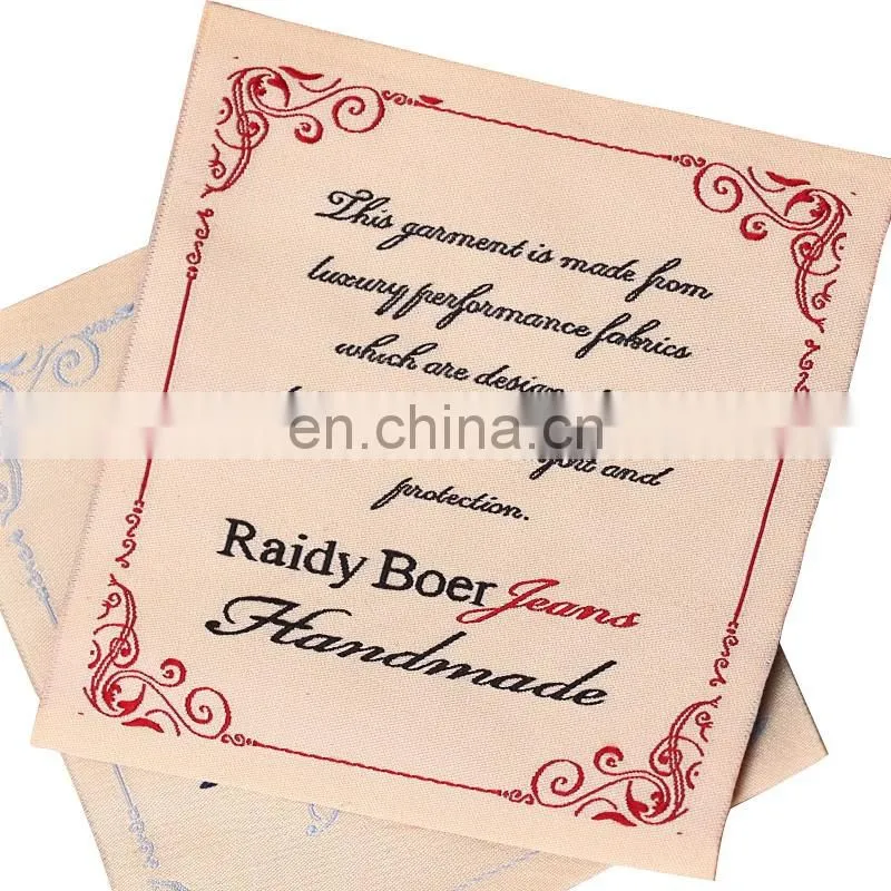 custom private brand name logo woven label tag and printed paper hang label tag for clothing