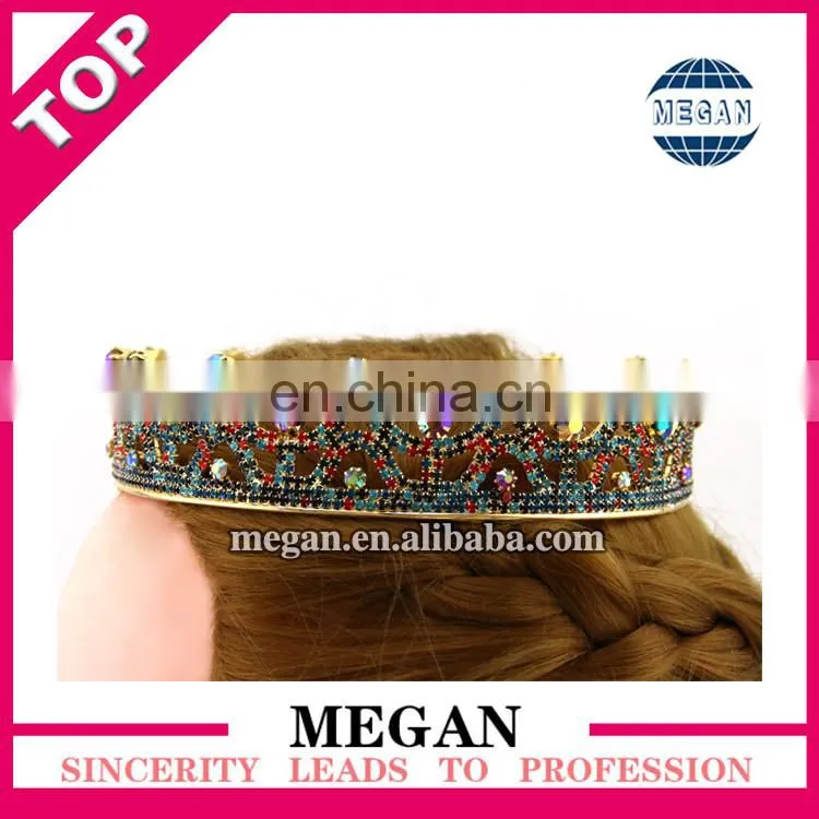 Round full jewelry rhinestone hair crowm wedding cake topper bride tiara wholesale