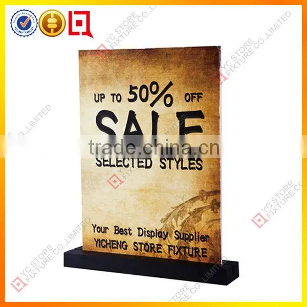 Acrylic menu holder with Triangle Base
