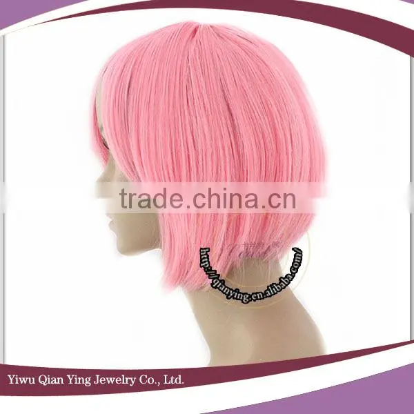 light pink heat resistant short synthetic cosplay wig