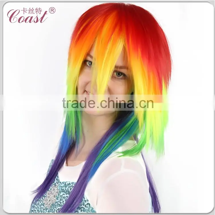 crazy straight synthetic cosplay wigs multi color