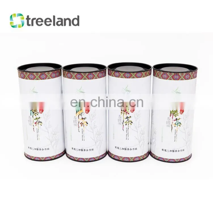 Wholesale Eco-friendly Paper Cardboard Tube Can for Tea with Metal Cover