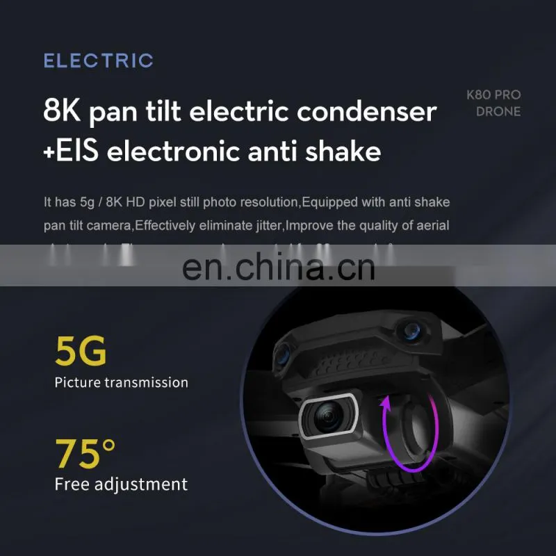 Wholesale K80 Pro Max 360 Degrees Obstacle Avoidance 8K HD Dual Camera 5G WIFI FPV Foldable RC Quadcopter Kid Toy Drones