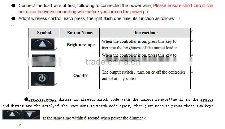 LED Light Single Color RF Dimmer Controller Control DC 12-24V 8A