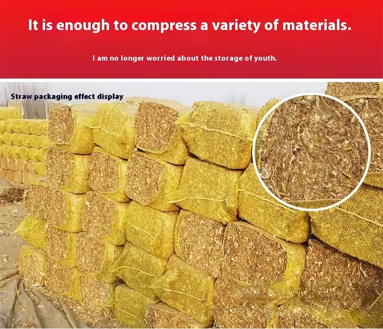 Automatic Corn Straw Hydraulic Baler Set Green Yellow Storage Compression for Hay Farm Sawdust Garlic Skin Sawdust New Engine