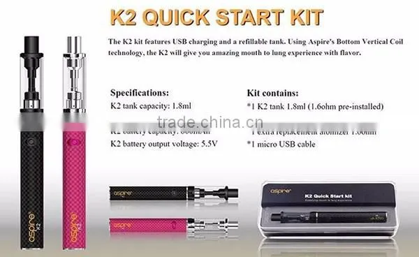 new products 2016 vape pen aspire k2 quick starter kit aspire k2/ k3/ k4 start kit bulk buy from china