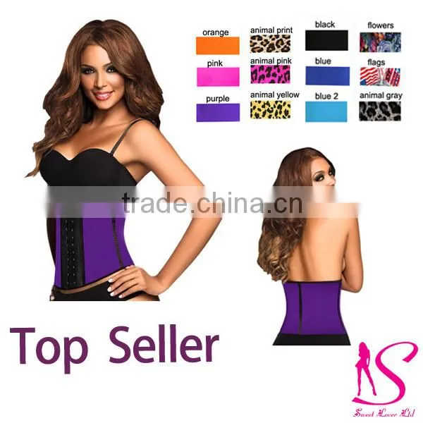 2016New Arrival Top Selling 3 Hooks Latex Black Vest Waist Cincher Wholesale For Women And Man