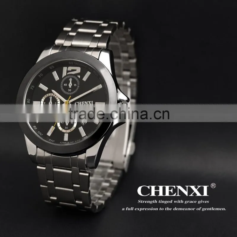 Wholesale stainless steel chain black color wrist watch for men