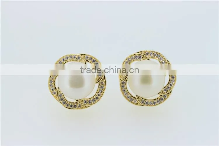 Ladies fashion big pearl earrings designs silver jewelry