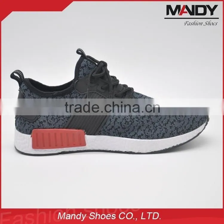 2016 Guangzhou hot selling flyknit upper mens running shoes wholesale