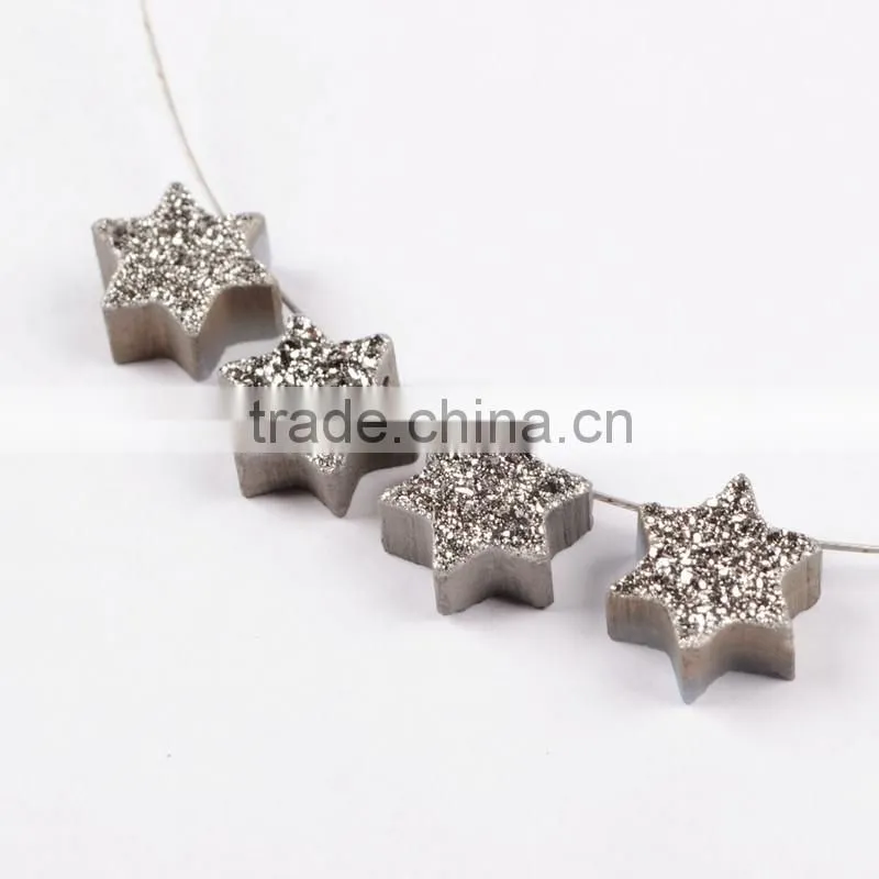 Wholesale mogen david star loose flat agate druzy cabochon beads