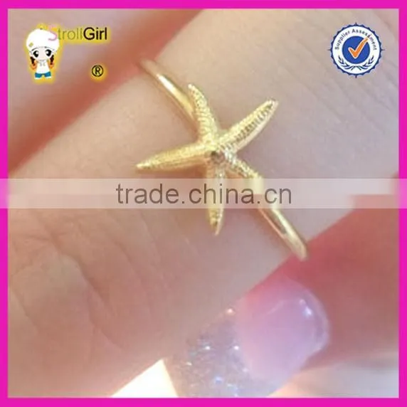 wholesale fashion jewelry starfish ring 2 gram gold ring