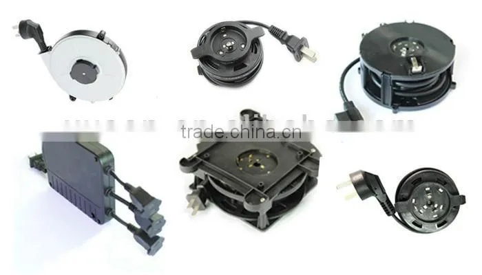 3 pins extension power cord reels and spring retractable cable reel